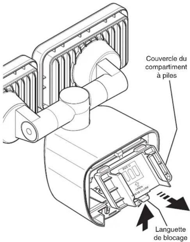 Couvercle du compartiment à piles Languette de blocage