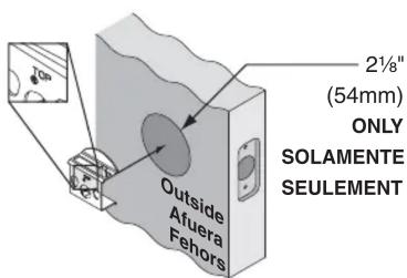 2½" (54mm) ONLY SOLAMENTE SEULEMENT Outside Afuera Fehors