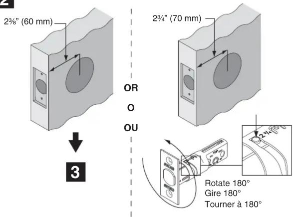 2¾" (60 mm) OR O OU 3 2¾" (70 mm) Rotate 180° Gire 180° Tourner à 180°