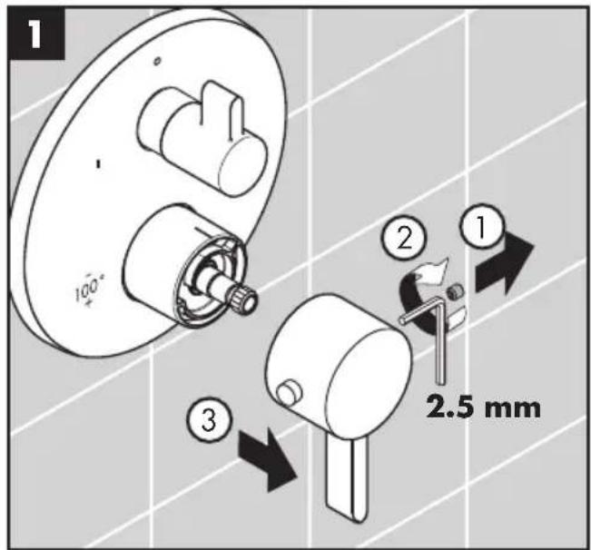 Hansgrohe 04230000 - Justify the handle / Réglez la poignée / Ajuste la manija - 1