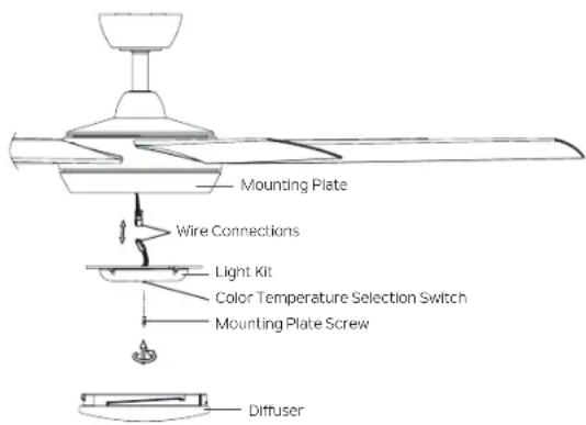 Kichler 310260 - SELECTING LED COLOR TEMPERATURE AND INSTALLING THE LIGHT KIT AND DIFFUSER - 2