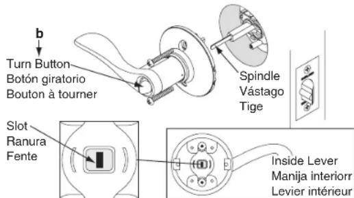 Schlage F170 - Poser le bouton/levier interieur - 1