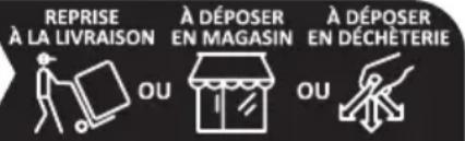 REPRISE À LA LIVRAISON À DÉPOSER EN MAGASIN À DÉPOSER EN DÉCHÈTERIE OU OU