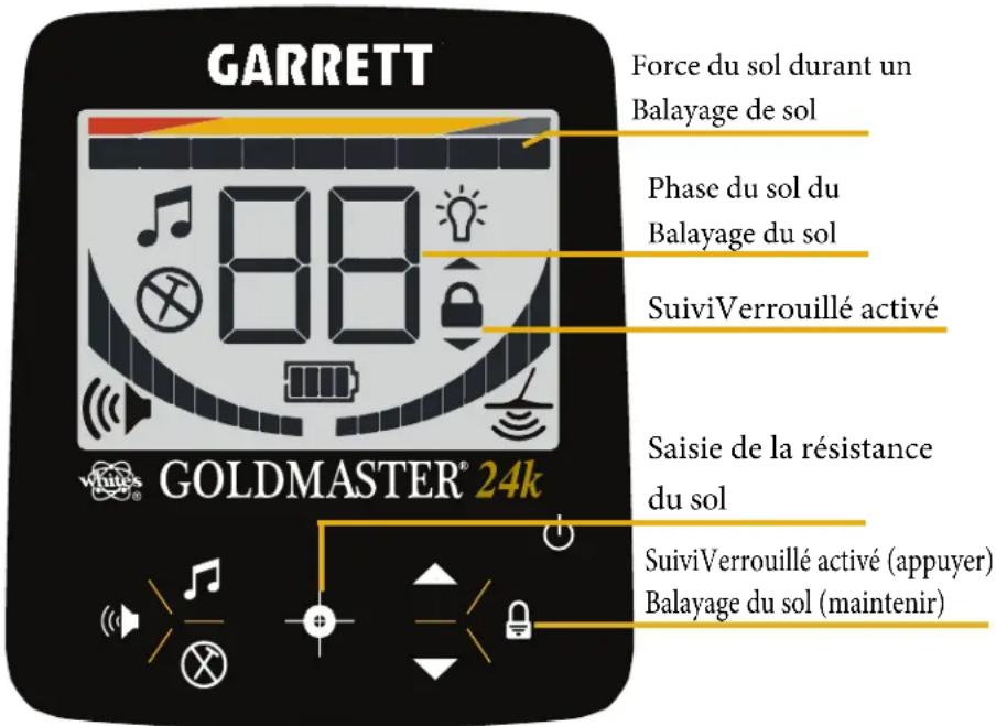 GARRETT Goldmaster 24k - Compensation de l'effet de sol Commandes - 1