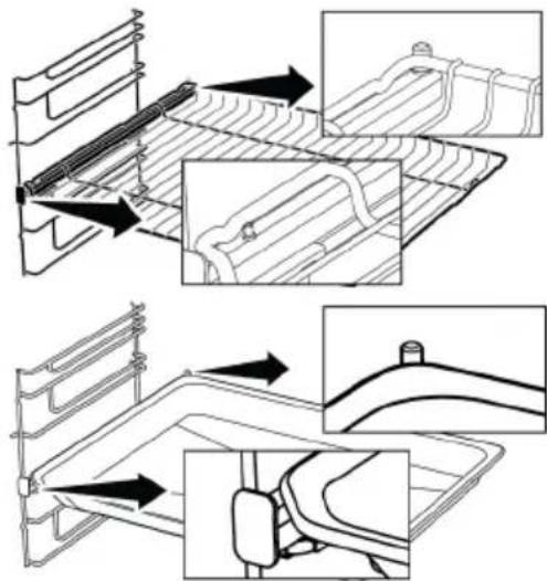 BEKO FBG62031WCS - Proper placement of the wire grill and tray on the telescopic rails-On models with wire shelves and telescopic models - 1