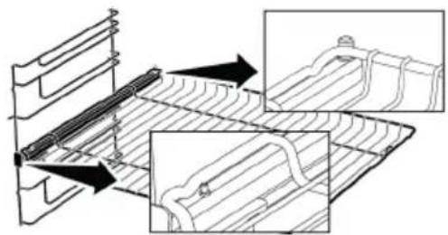 BEKO FBG62031WCS - Mise en place appropriée de la grille métallique et du plateau sur les rails télescopiques -Modèles à étagères grillagées et rails télescopiques - 1