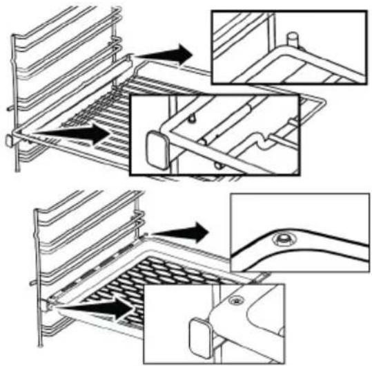 BEKO FSE57003WC - Proper placement of the wire grill and tray on the telescopic rails-On models with wire shelves and telescopic models - 1