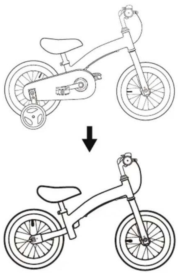 Deryan Kids Bike - Change mode from bicycle to balance bike - 1