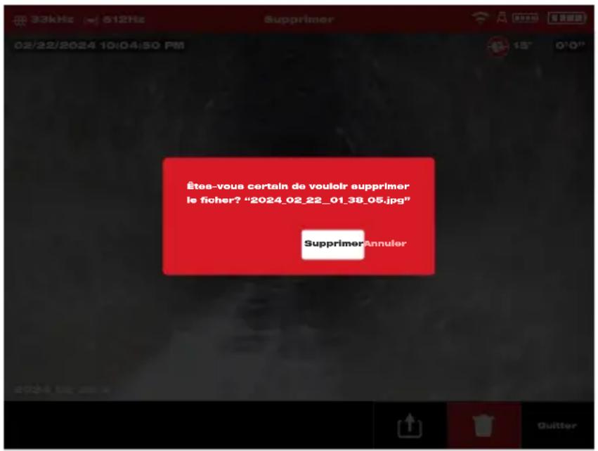 MILWAUKEE M18 2970-20 - Suppression des fichiers depuis le menu « Paramètres » - 1