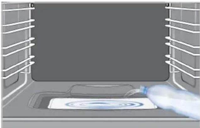 WHIRLPOOL W5I8LCSX - To remove the lime that may occur in the water pool on the oven base after steam assisted cooking-easy steam cleaning operations, after every 2 or 3 operations: - 1