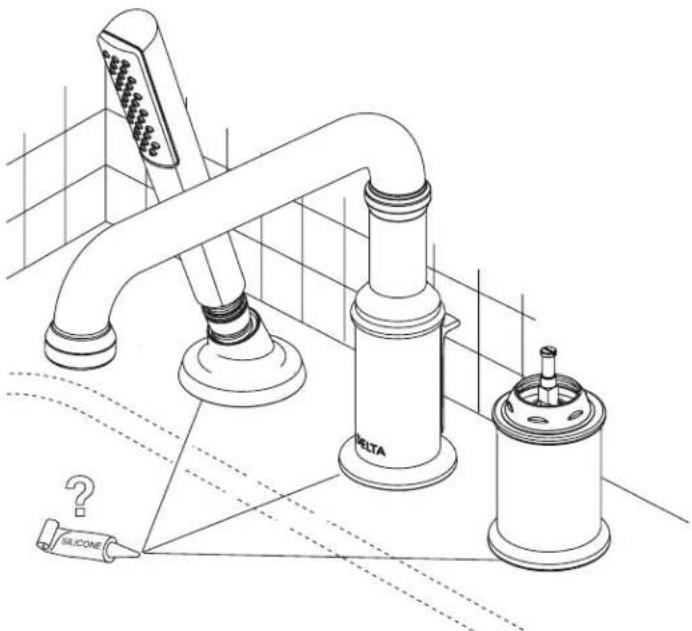 DELTA T3784-PR - ROBINET DE Baignoire Romaine À TROIS TROUS AVEC DOUCHE À MAIN - FINITION - 1