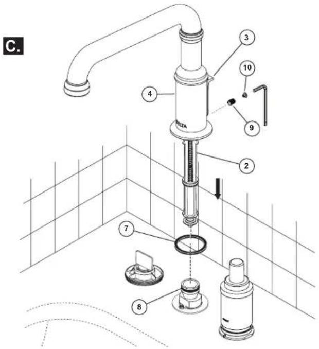DELTA T3784-PR - ROBINET DE Baignoire Romaine À TROIS TROUS AVEC DOUCHE À MAIN - FINITION - 9