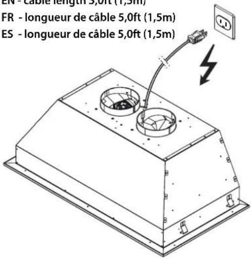 EN - cable length 3,0ft (1,5m) FR - longueur de câble 5,0ft (1,5m) ES - longueur de câble 5,0ft (1,5m)