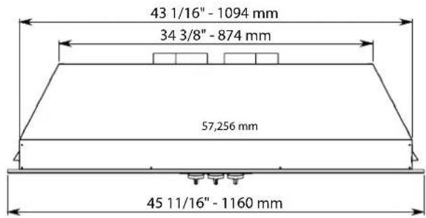 43 1/16" - 1094 mm 34 3/8" - 874 mm 57,256 mm 45 11/16" - 1160 mm