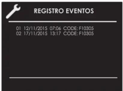 Fulgor Milano F7DSPD30S1 - Registro de eventos - 1