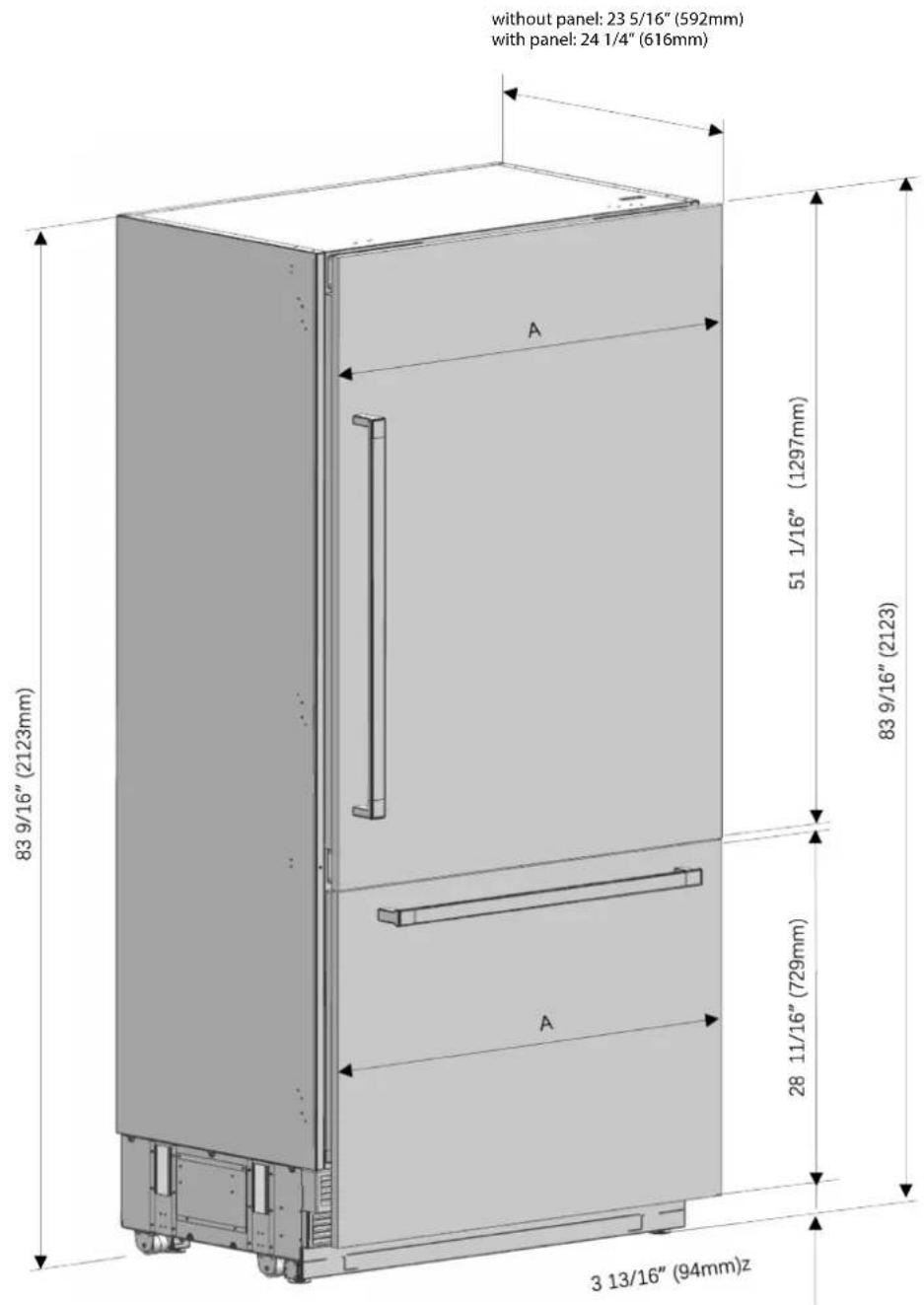 Fulgor Milano FM4BM30FBI - Product dimensions - 1