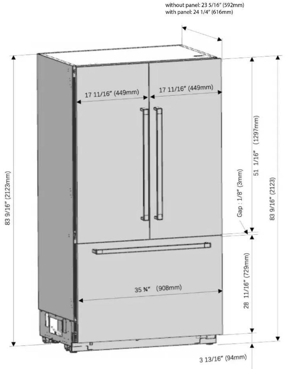Fulgor Milano FM4BM30FBI - Product dimensions - 2