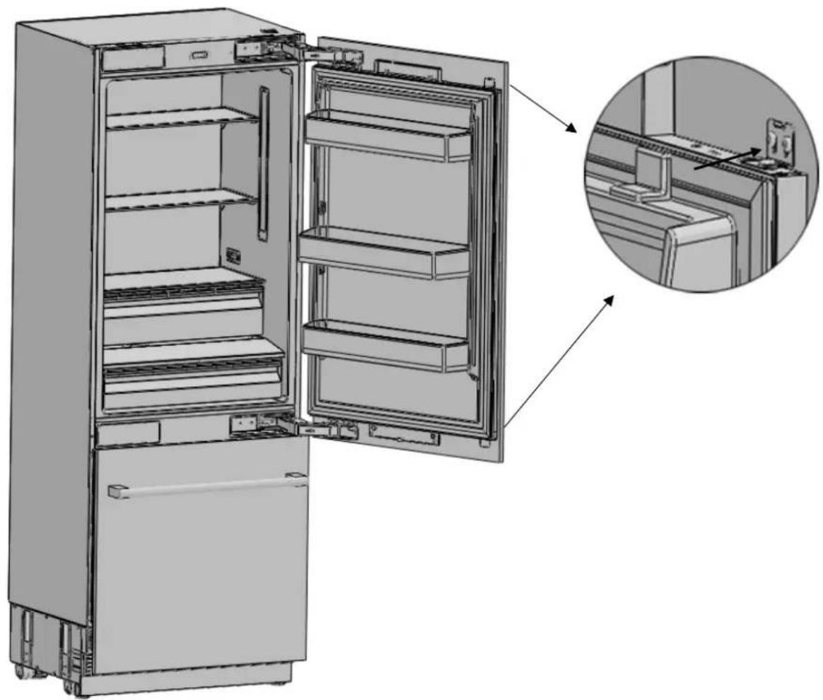 Fulgor Milano FM4BM30FBI - Comment aligner la porte du réfrigérateur avec les boulons - 8
