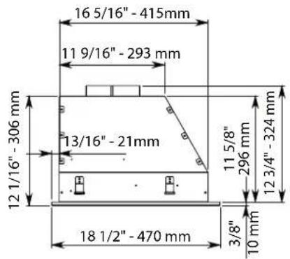 16 5/16" - 415mm 11 9/16" - 293 mm 13/16" - 21mm 12 1/16" - 306 mm 11 5/8" 296 mm 12 3/4" - 324 mm 18 1/2" - 470 mm 3/8" 10 mm