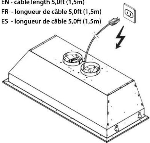 EN - cable length 5,0ft (1,5m) FR - longueur de câble 5,0ft (1,5m) ES - longueur de câble 5,0ft (1,5m)