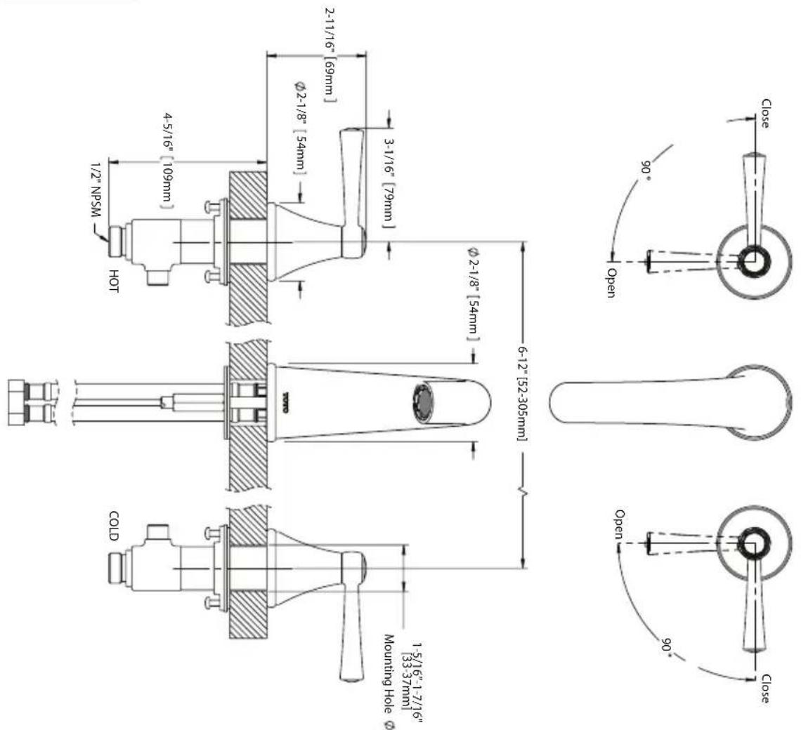 TOTO Vivian TL220DD1 - ROUGH-IN DIMENSIONS / DIMENSIONES PRELIMINARES / DIMENSIONS BRUTES - 1