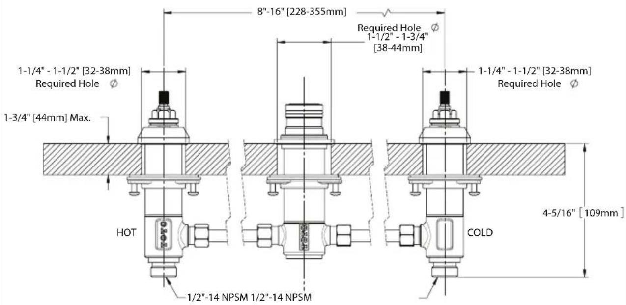 TOTO TBMV2 - ROUGH-IN DIMENSIONS / DIMENSIONES PRELIMINARES / DIMENSIONS BRUTES - 1