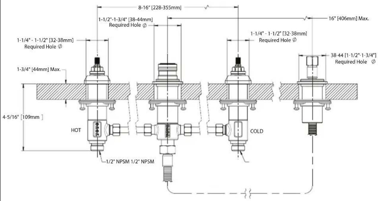 TOTO TBMV2 - ROUGH-IN DIMENSIONS / DIMENSIONES PRELIMINARES / DIMENSIONS BRUTES - 2