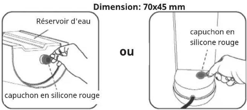 Dimension: 70x45 mm Réservoir d'eau capuchon en silicone rouge ou capuchon en silicone rouge