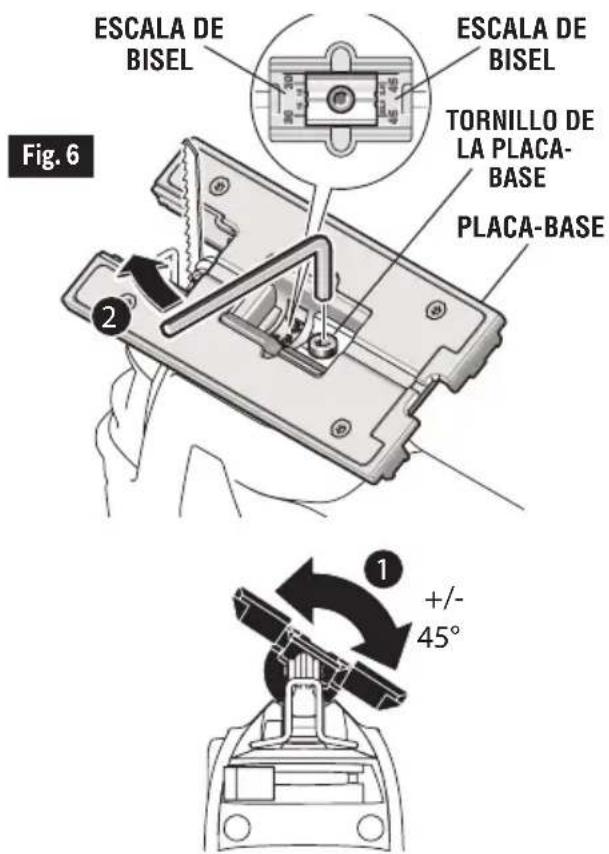 BOSCH JS470EB Professional - Ajuste del angulo de la placa-base - 1