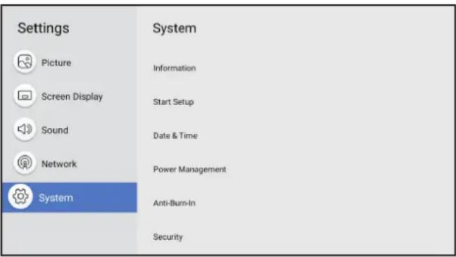 AG Neovo DS6551U - Menu Système - 1