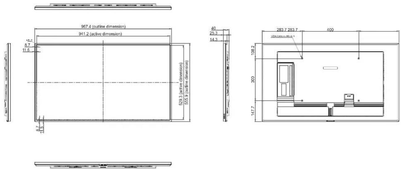 AG Neovo DS6551U - Dimensions de l'écran - 2
