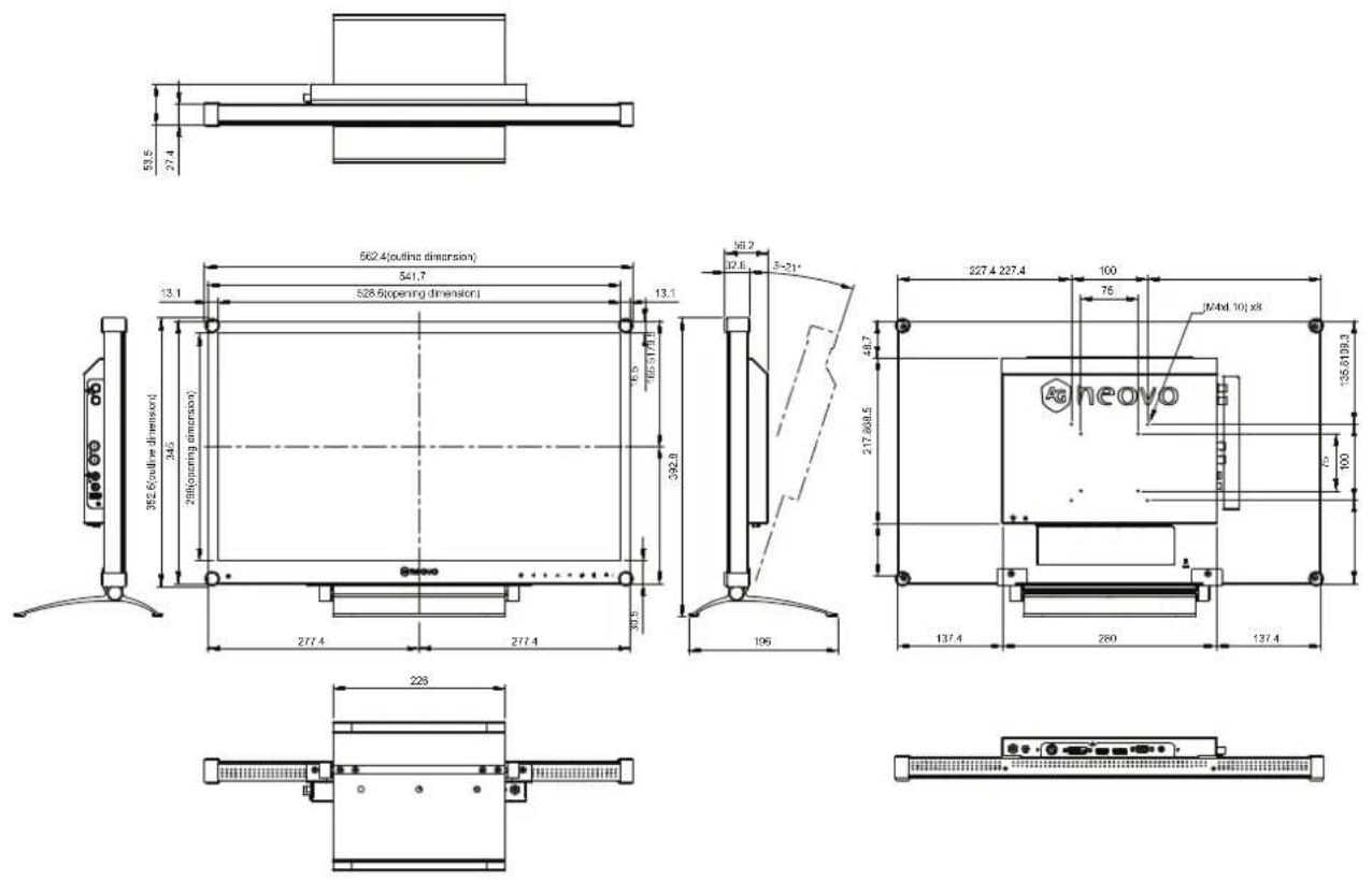 AG Neovo HX-2402 - Dimensions de l'écran - 1