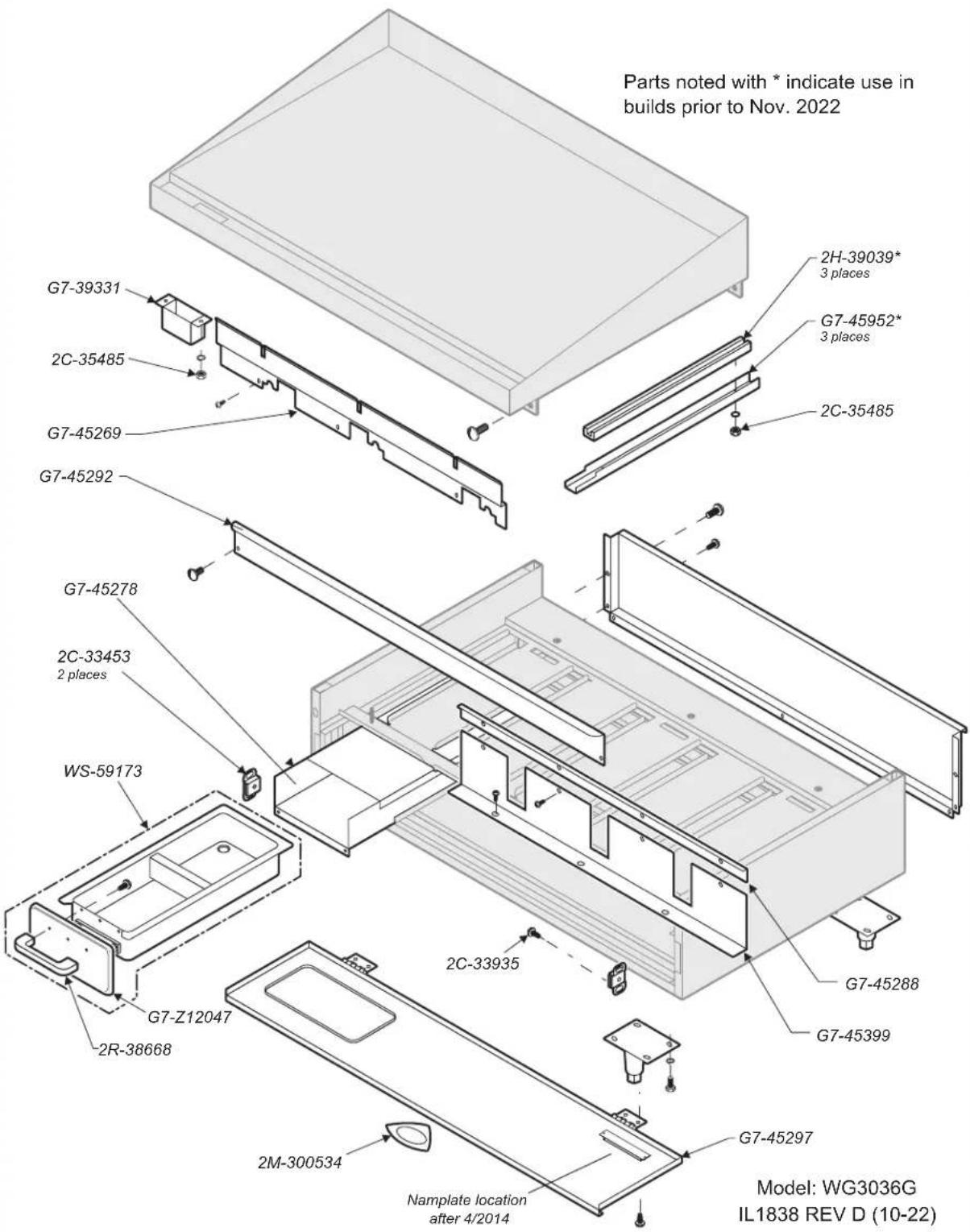 Wells WG3048G - EXPLODED VIEW & PARTS LIST - 1