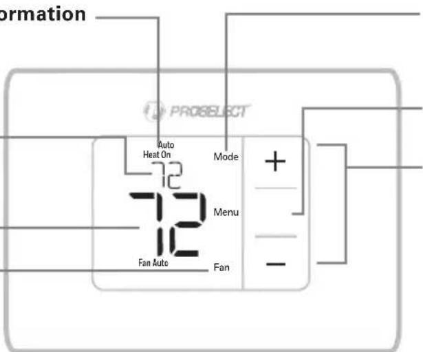 ProSelect PSTSN11AWH - Thermostat controls - 1