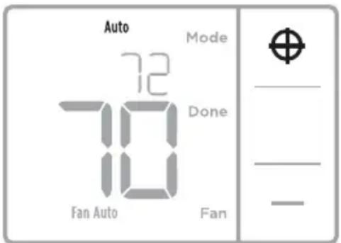 Auto 72 Mode Done 10 Fan Auto Fan ⊕ — — —
