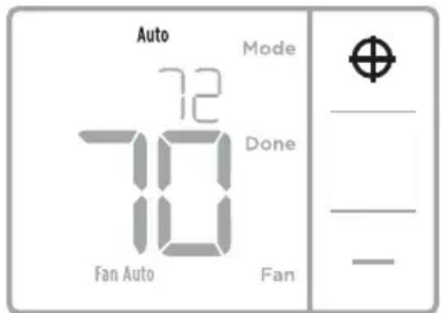 Auto 72 Mode Done 10 Fan Auto Fan ⊕ — — —