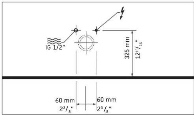 Duravit DuraStyle 21575100 - Position du raccordement electrique - 1