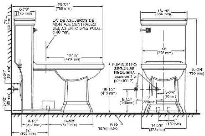 American Standard Town Square S 2851A105 - DIMENSIONES DE INSTALACIÓN: - 1