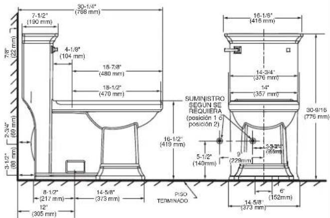 American Standard Town Square S 2851A104 - DIMENSIONES DE INSTALACIÓN: - 2