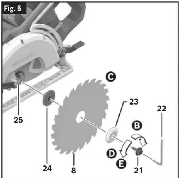BOSCH GKW18V-26 Professional - WARNING Use only 7-1/4" blade. Use only blade rated 5000 rpm - 1