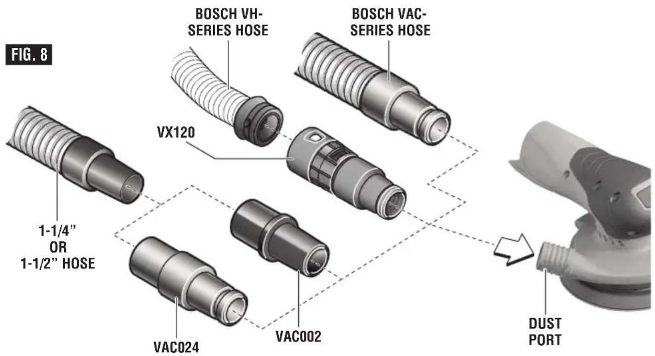 BOSCH GEX12V-5 Professional - ATTACHING A VACUUM CLEANER - 1