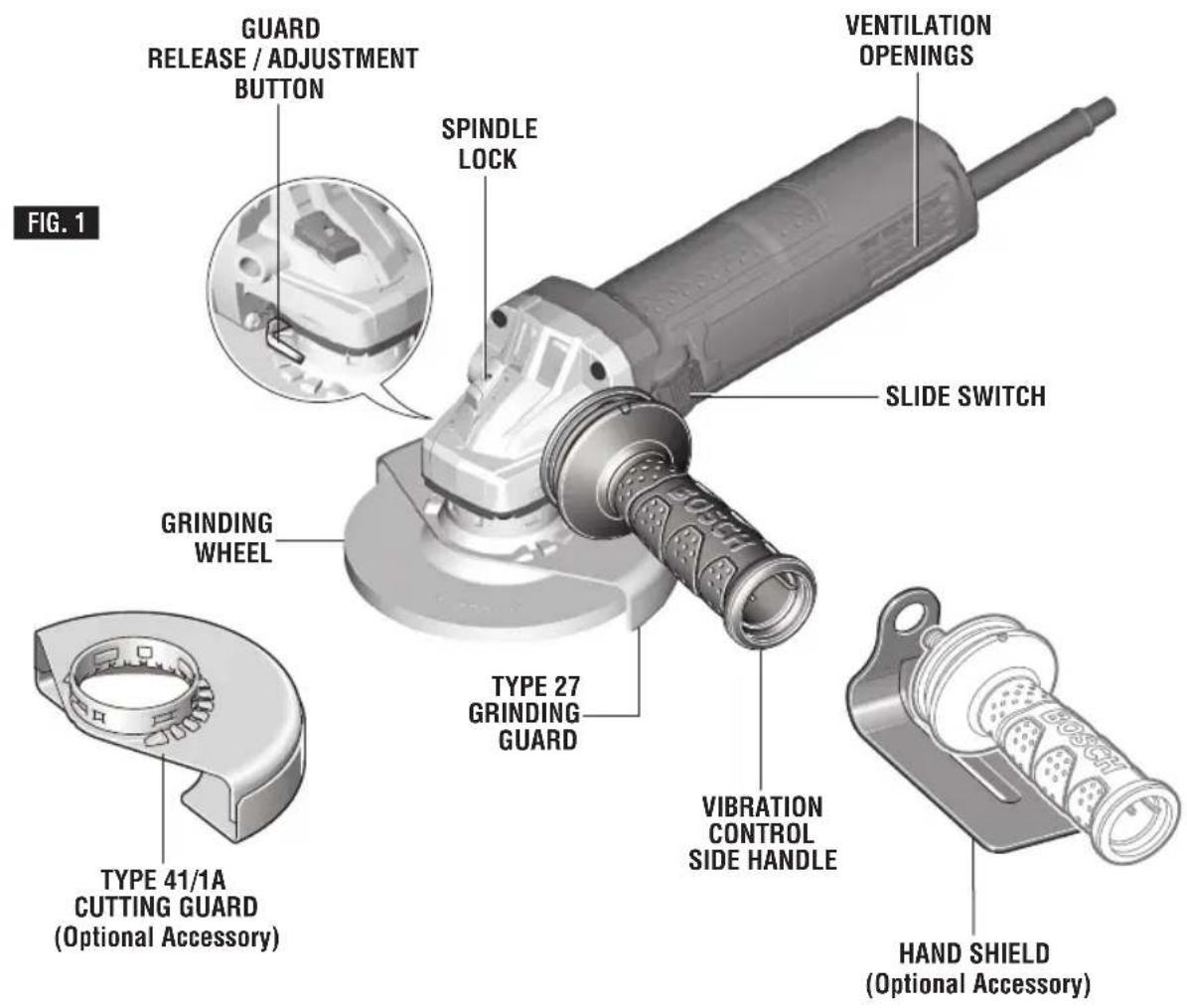 BOSCH GWS10-45DE Professional - WARNING - 1