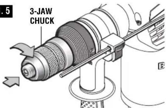 BOSCH RH432VCQ Professional - ATTACHING THE 3-JAW CHUCK (Not included, available as accessory) - 2