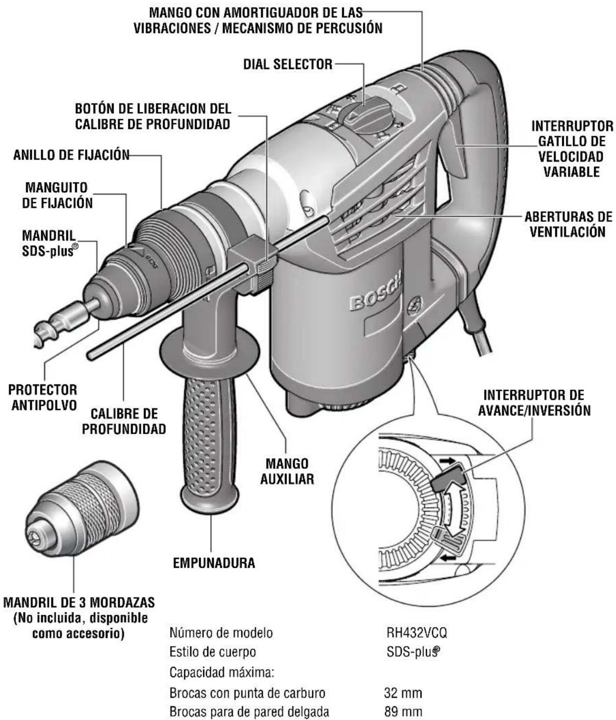 BOSCH RH432VCQ Professional - Martillo giratorio - 1