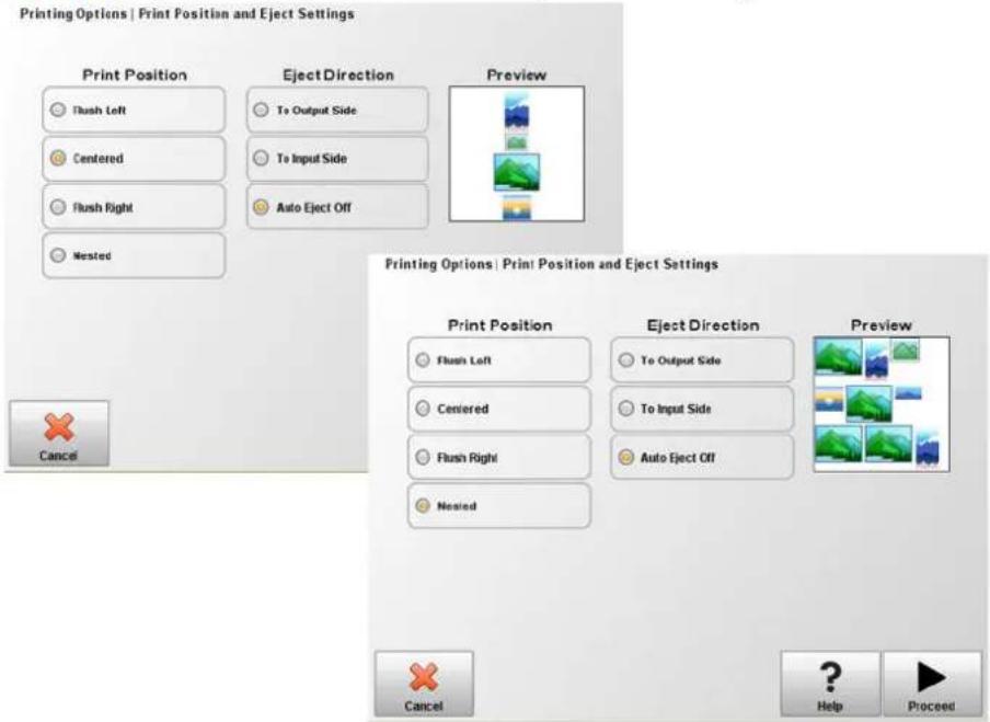 HP Scitex FB750 - Options du positionnement et ejection - 1