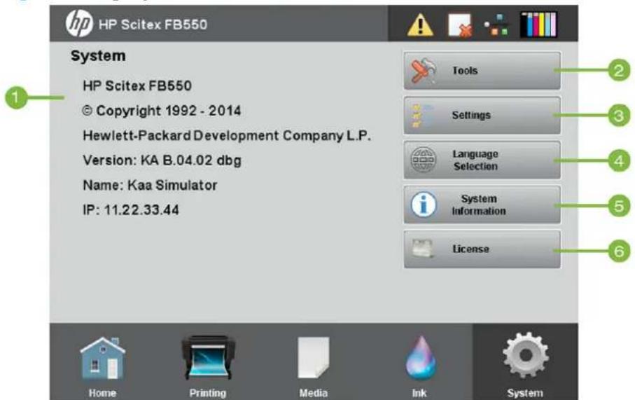 HP Scitex FB750 - Page Système - 1