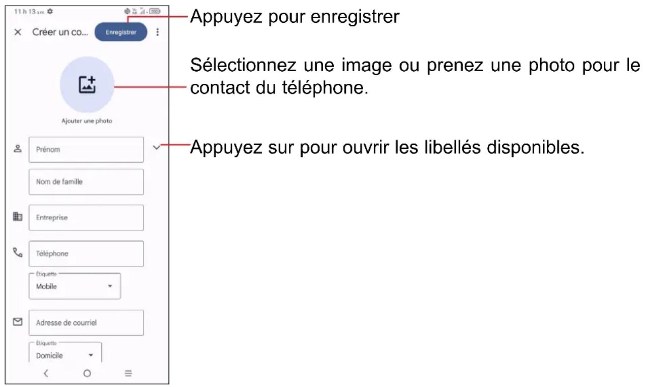 TCL 40 XE 5G - Ajout d'un contact - 1