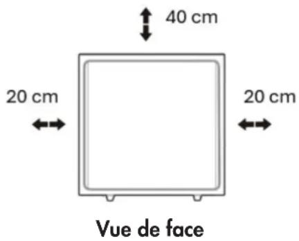 40 cm 20 cm 20 cm Vue de face