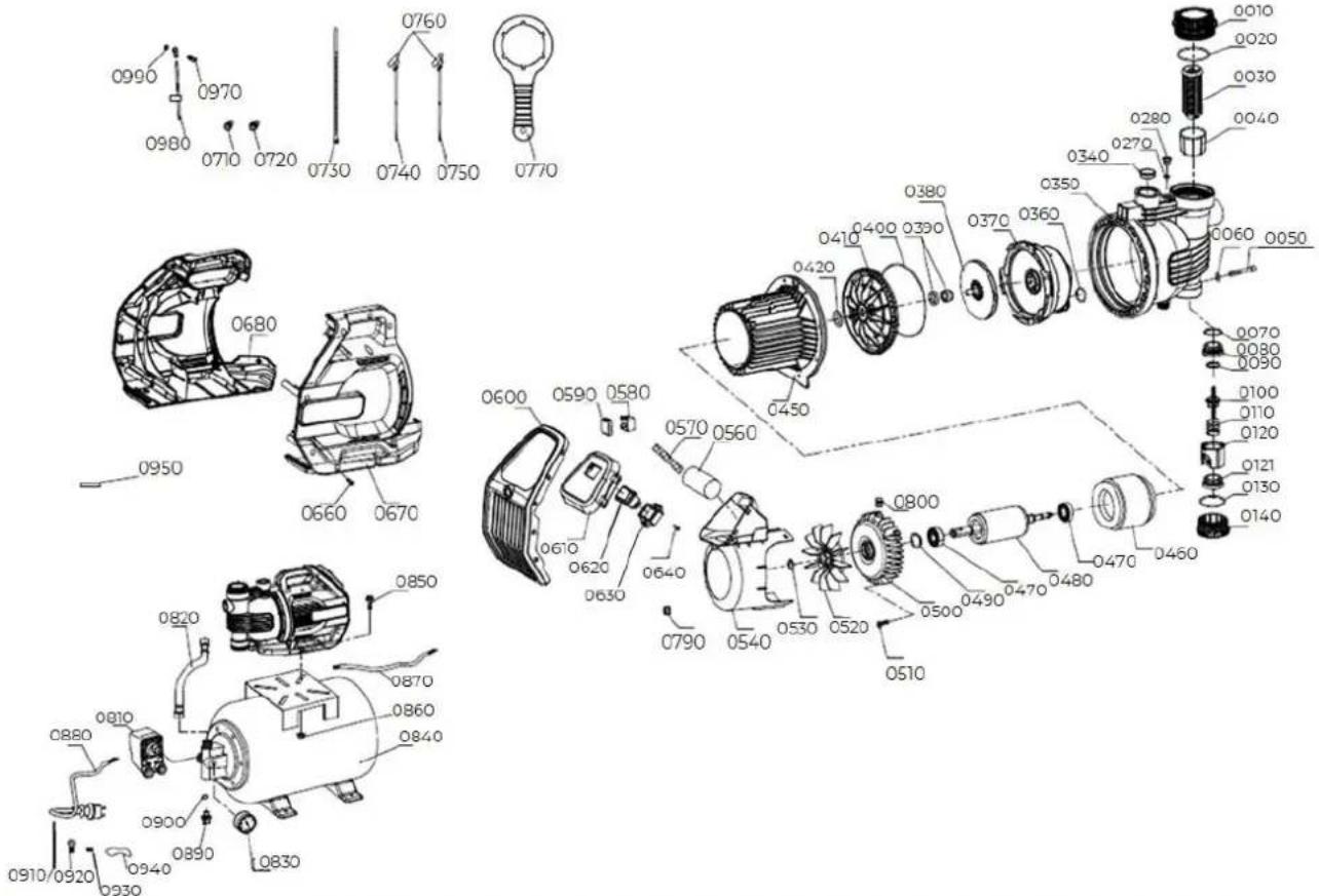 Zipper ZI-HWW1100J - Explosionszeichnung / Exploded view - 1