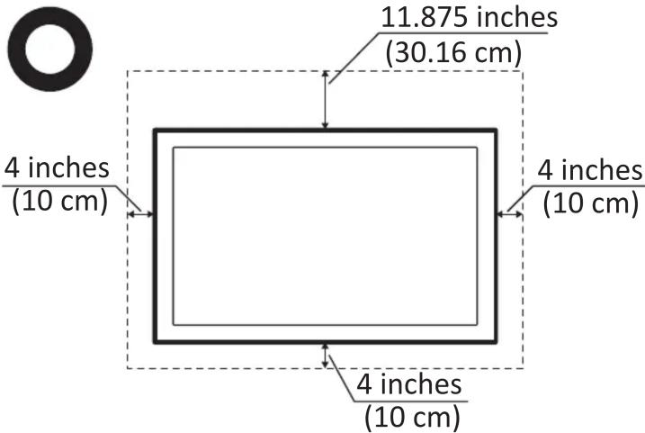 11.875 inches (30.16 cm) 4 inches (10 cm) 4 inches (10 cm) 4 inches (10 cm)